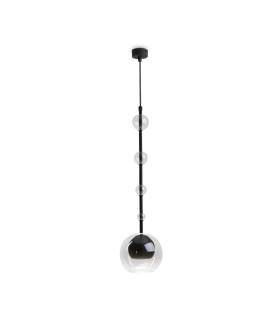 Ros Modern Dome Pendant Ceiling Light Black 1xGU10 Glass Shade-1