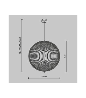 Roots Modern 60cm Spherical Pendant Ceiling Light Black 1xE27 Beige Shade-3