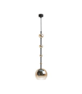 Ros Modern Dome Pendant Ceiling Light Black 1xGU10 Amber Shade-1