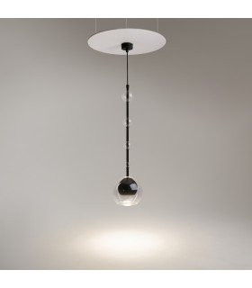 Ros Modern Dome Pendant Ceiling Light Black 1xGU10 Glass Shade-2