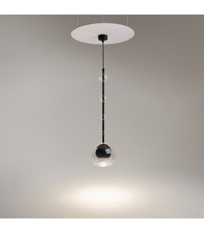 Ros Modern Dome Pendant Ceiling Light Black 1xGU10 Glass Shade-2