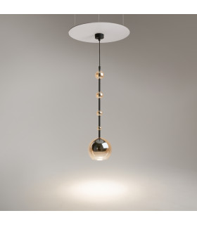 Ros Modern Dome Pendant Ceiling Light Black 1xGU10 Amber Shade-2