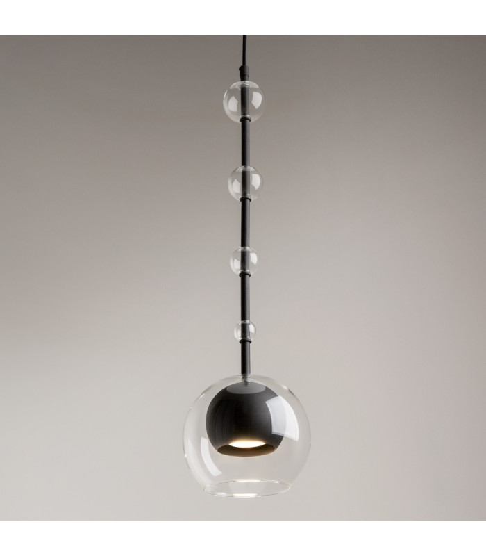 Ros Modern Dome Pendant Ceiling Light Black 1xGU10 Glass Shade-4
