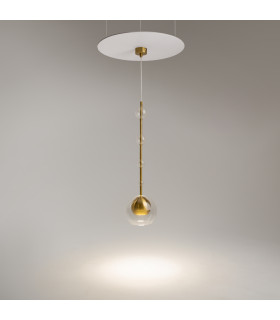 Ros Modern Dome Pendant Ceiling Light Brass 1xGU10 Glass Shade-2