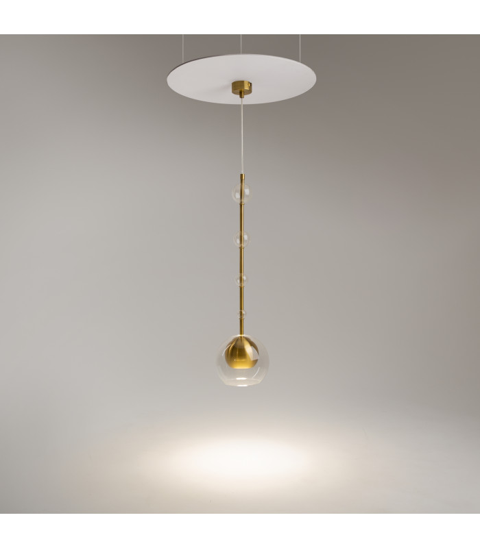 Ros Modern Dome Pendant Ceiling Light Brass 1xGU10 Glass Shade-2