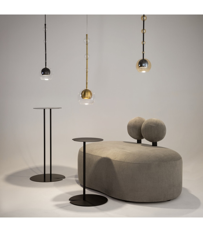 Ros Modern Dome Pendant Ceiling Light Brass 1xGU10 Glass Shade-3