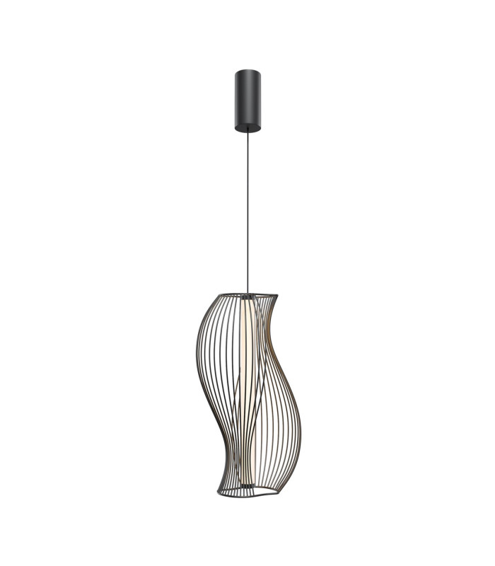 Shadows Of The Past Modern Wire Frame Pendant Ceiling Light Black 3000K 1200lm White Shade-1