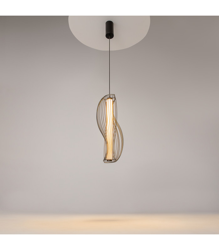 Shadows Of The Past Modern Wire Frame Pendant Ceiling Light Black 3000K 1200lm White Shade-2