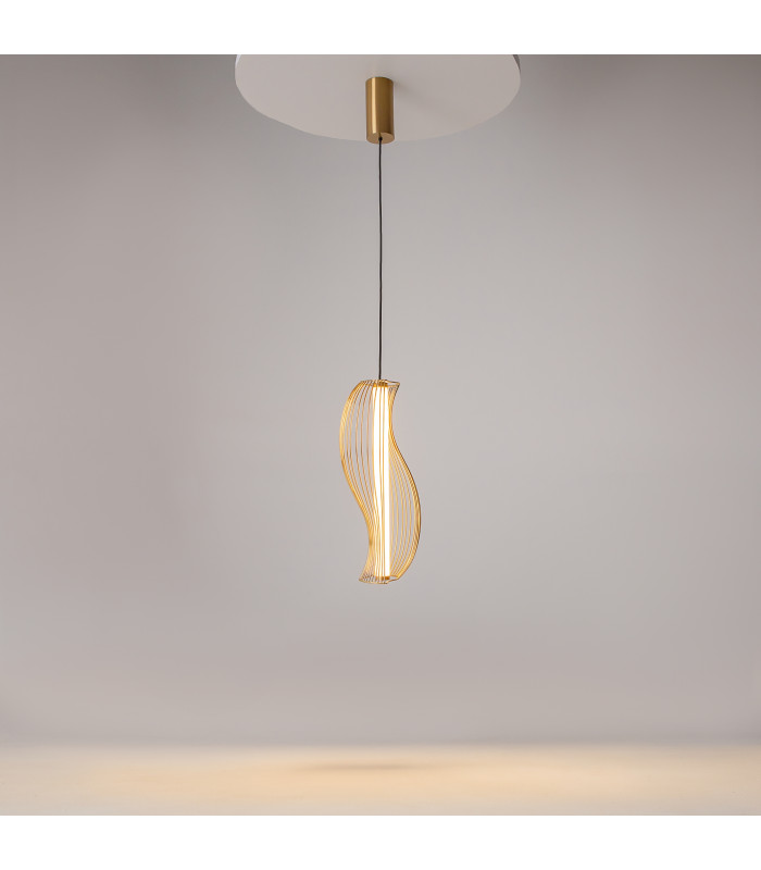 Shadows Of The Past Modern Wire Frame Pendant Ceiling Light Brass 3000K 1400lm White Shade-2