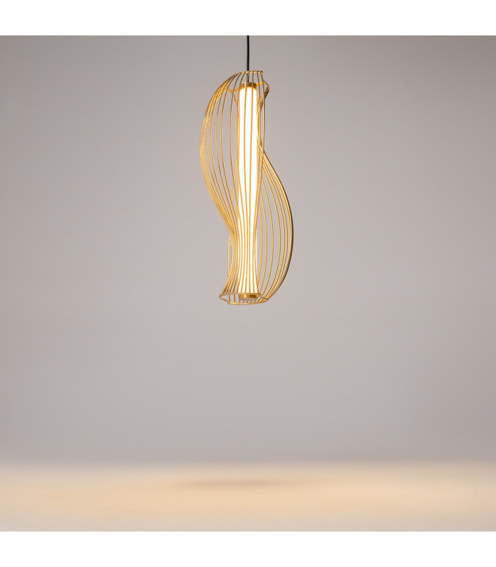 Shadows Of The Past Modern Wire Frame Pendant Ceiling Light Brass 3000K 1400lm White Shade-5