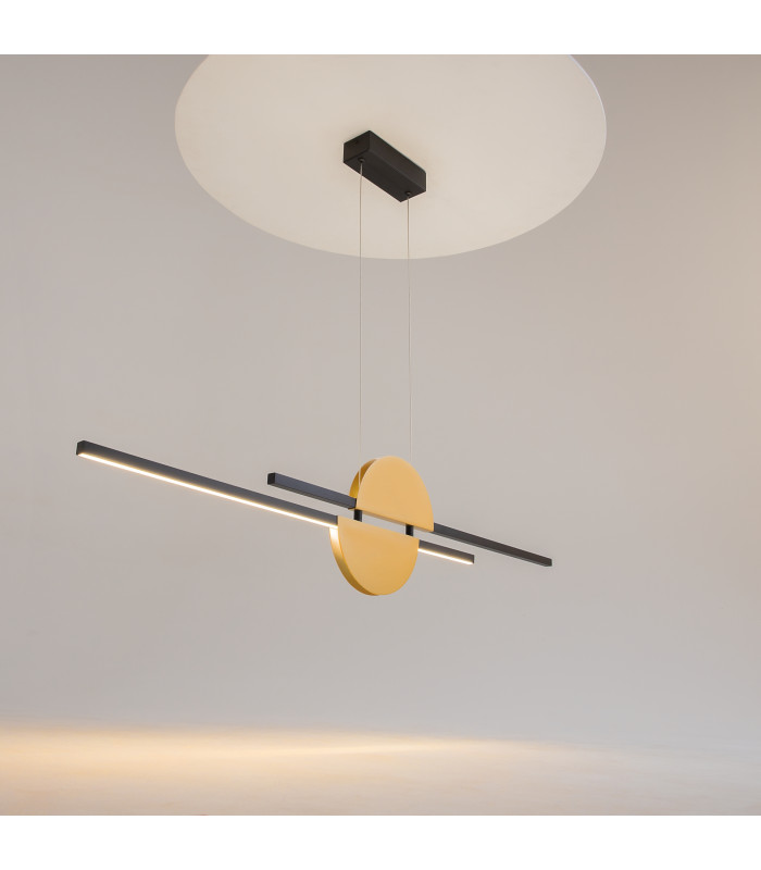 Skyline Modern Bar Pendant Ceiling Light Black 4000K 800lm Brass Shade-2