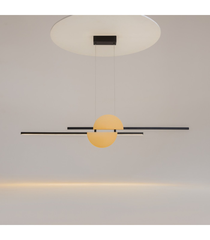 Skyline Modern Bar Pendant Ceiling Light Black 4000K 800lm Brass Shade-4