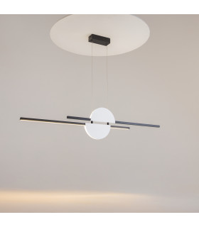 Skyline Modern Bar Pendant Ceiling Light Black 4000K 900lm White Shade-2