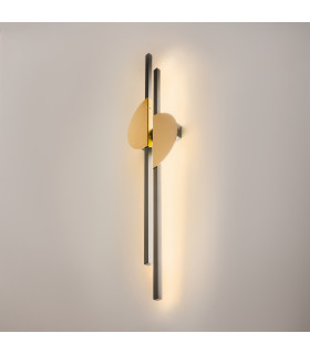 Skyline I Modern Integrated LED Wall Lamp Black 4000K 700lm Brass Shade-2