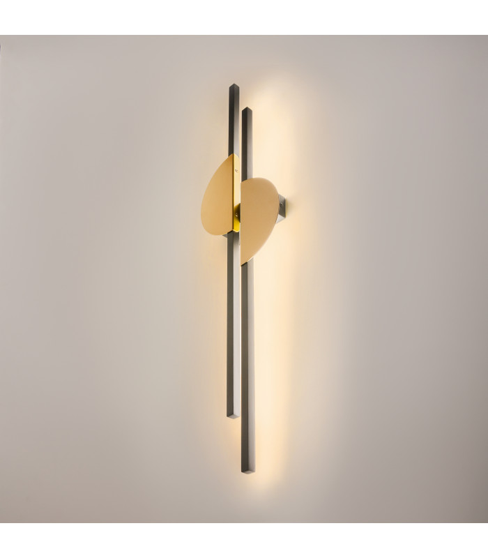 Skyline I Modern Integrated LED Wall Lamp Black 4000K 700lm Brass Shade-2