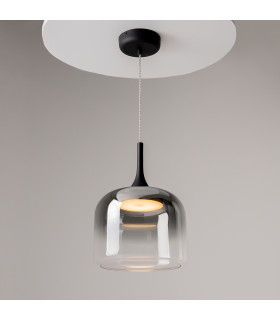Spirito Modern Dome Pendant Ceiling Light Black 3000K 1600lm Smoky Shade-2