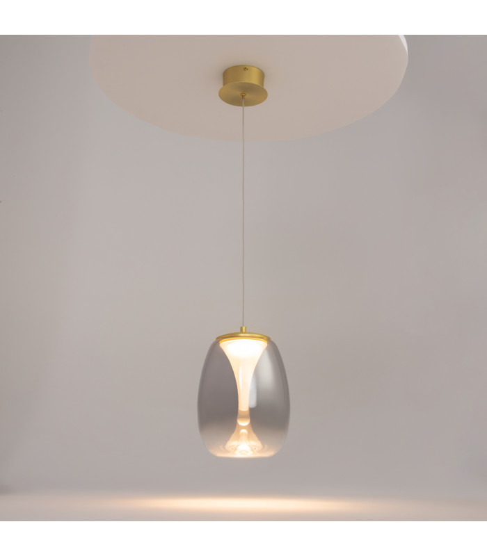 Splash Modern Dome Pendant Ceiling Light Gold 3000K 280lm Smoky Shade-2