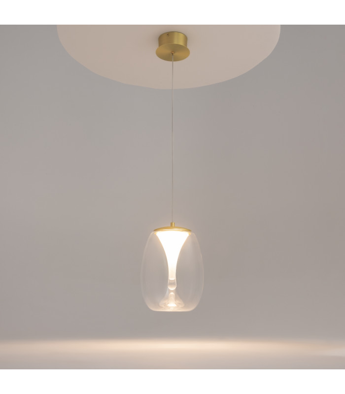 Splash Modern Dome Pendant Ceiling Light Gold 3000K 620lm Glass Shade-2