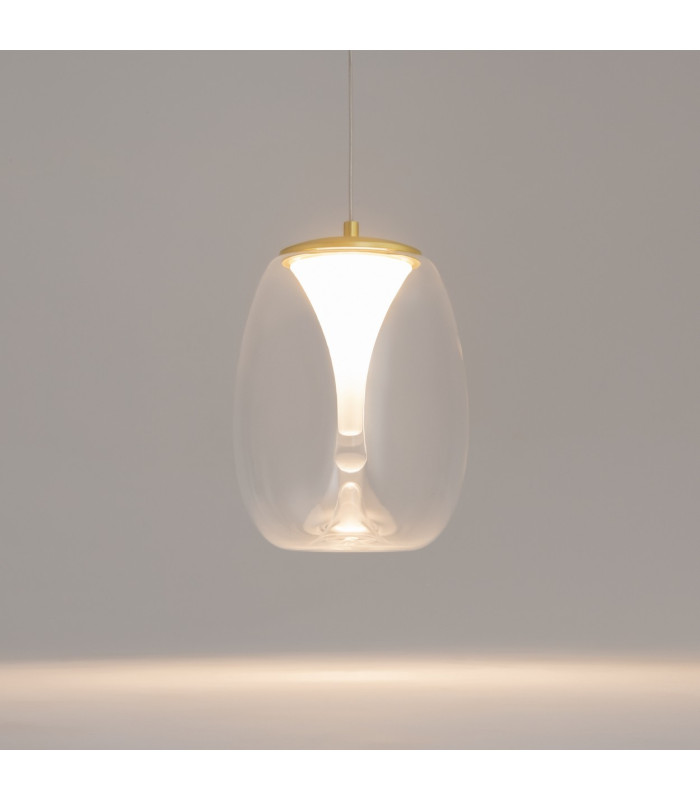 Splash Modern Dome Pendant Ceiling Light Gold 3000K 620lm Glass Shade-4