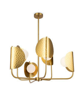 Tropic Modern Multi Arm Pendant Ceiling Light Brass 6xG9 White Shade-1