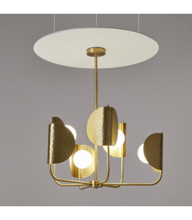 Tropic Modern Multi Arm Pendant Ceiling Light Brass 6xG9 White Shade-2
