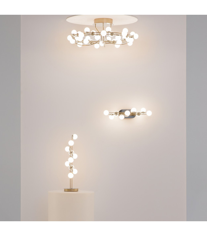 Tessara Modern Integrated LED Semi Flush Ceiling Light Gold 3000K 4100lm White Shade-4