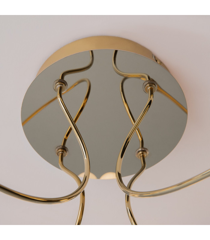 Tessara Modern Integrated LED Semi Flush Ceiling Light Gold 3000K 4100lm White Shade-5