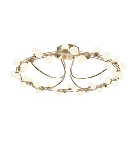 Tessara Modern 80cm Integrated LED Semi Flush Ceiling Light Gold 3000K 5600lm White Shade-1