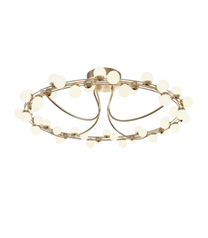 Tessara Modern 80cm Integrated LED Semi Flush Ceiling Light Gold 3000K 5600lm White Shade-1