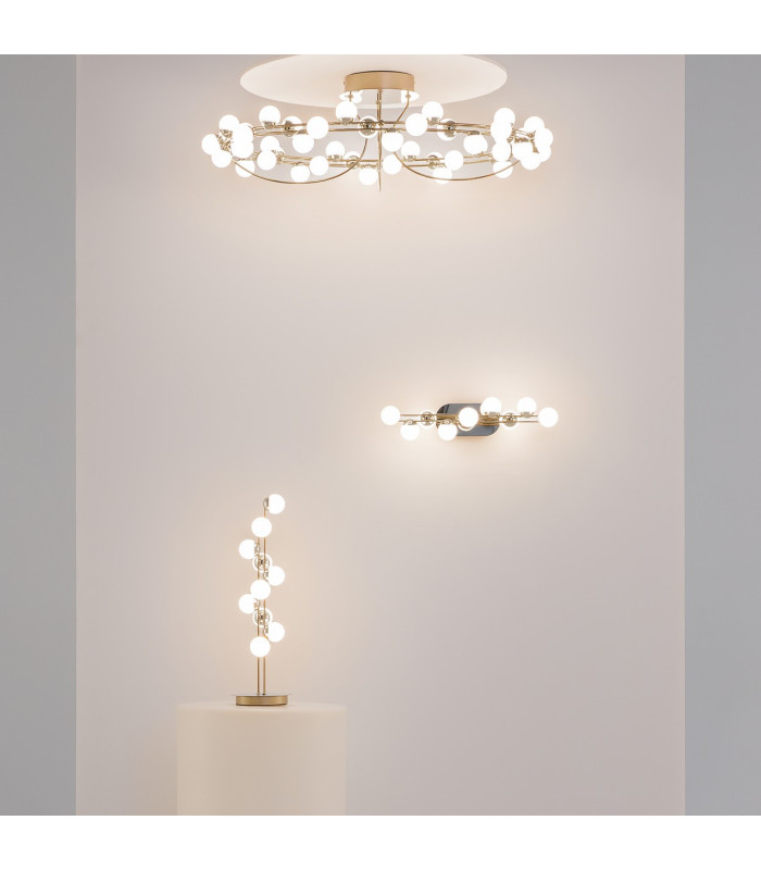 Tessara Modern 80cm Integrated LED Semi Flush Ceiling Light Gold 3000K 5600lm White Shade-4
