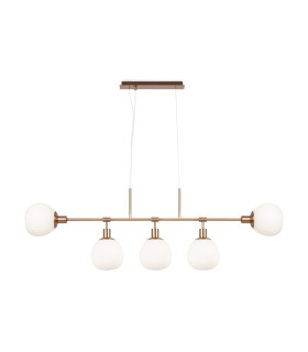 Erich Modern Bar Pendant Ceiling Light Gold 5xE14 White Shade-1