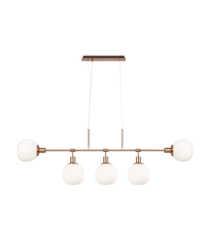Erich Modern Bar Pendant Ceiling Light Gold 5xE14 White Shade-1
