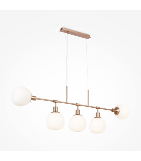 Erich Modern Bar Pendant Ceiling Light Gold 5xE14 White Shade-2