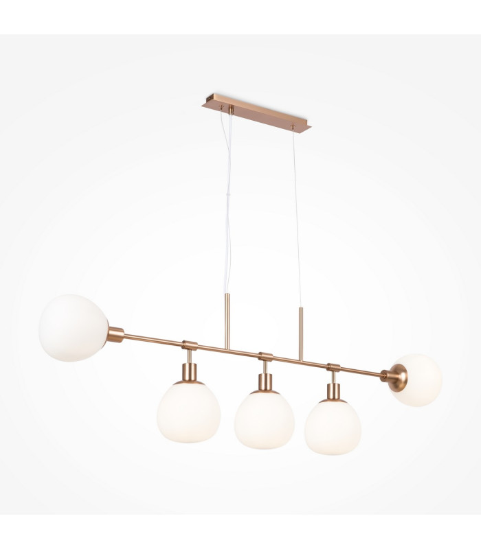 Erich Modern Bar Pendant Ceiling Light Gold 5xE14 White Shade-2