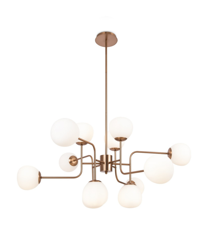 Erich Modern Multi Arm Pendant Ceiling Light Gold 12xE14 White Shade-1