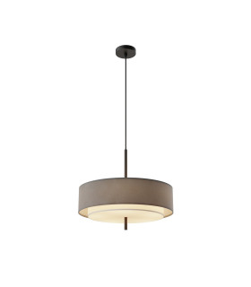 Bergamo Modern Cylindrical Pendant Ceiling Light Black 5xE27 Grey Shade-1