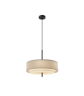 Bergamo Modern Cylindrical Pendant Ceiling Light Black 5xE27 Light Grey Shade-1