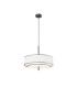 Bergamo Modern Cylindrical Pendant Ceiling Light Black 5xE27 White Rimmed Shade-1