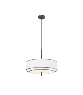 Bergamo Modern Cylindrical Pendant Ceiling Light Black 5xE27 White Rimmed Shade-1