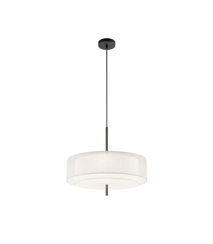 Bergamo Modern Cylindrical Pendant Ceiling Light Black 5xE27 White Shade-1