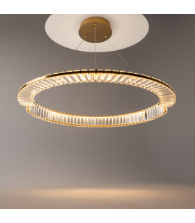 Krone Modern 80cm Pendant Ceiling Light Brass 3000K 2925lm Crystal Shade-2