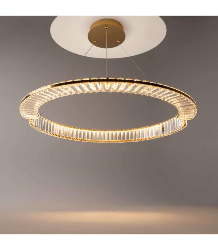 Krone Modern 80cm Pendant Ceiling Light Brass 3000K 2925lm Crystal Shade-2