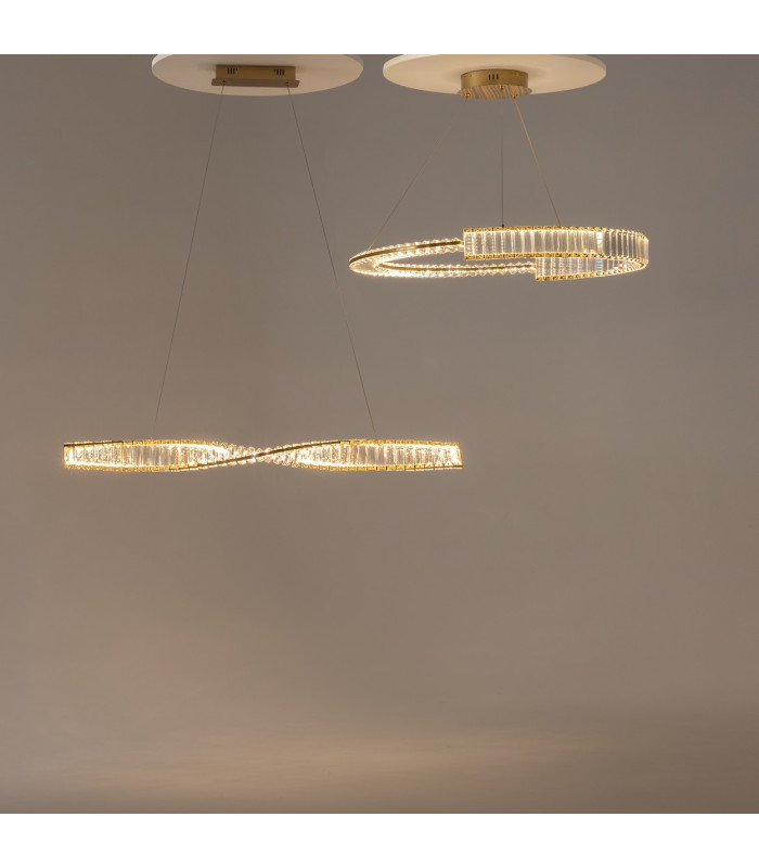 Krone Modern 80cm Pendant Ceiling Light Brass 3000K 2925lm Crystal Shade-4