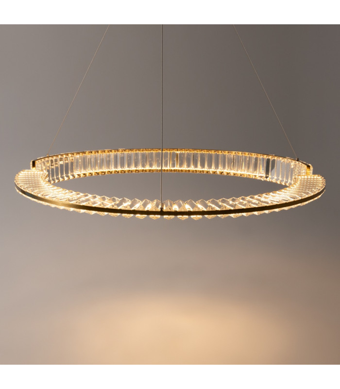 Krone Modern 80cm Pendant Ceiling Light Brass 3000K 2925lm Crystal Shade-5