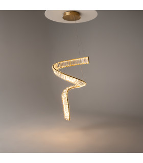 Krone Swirl Modern Pendant Ceiling Light Brass 3000K 3300lm Crystal Shade-2