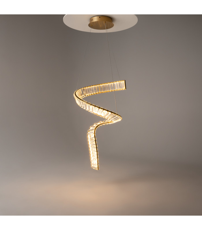 Krone Swirl Modern Pendant Ceiling Light Brass 3000K 3300lm Crystal Shade-2