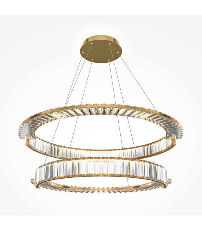 Krone Twin Ring Modern 80cm Pendant Ceiling Light Gold 4000K 6000lm Crystal Shade-1