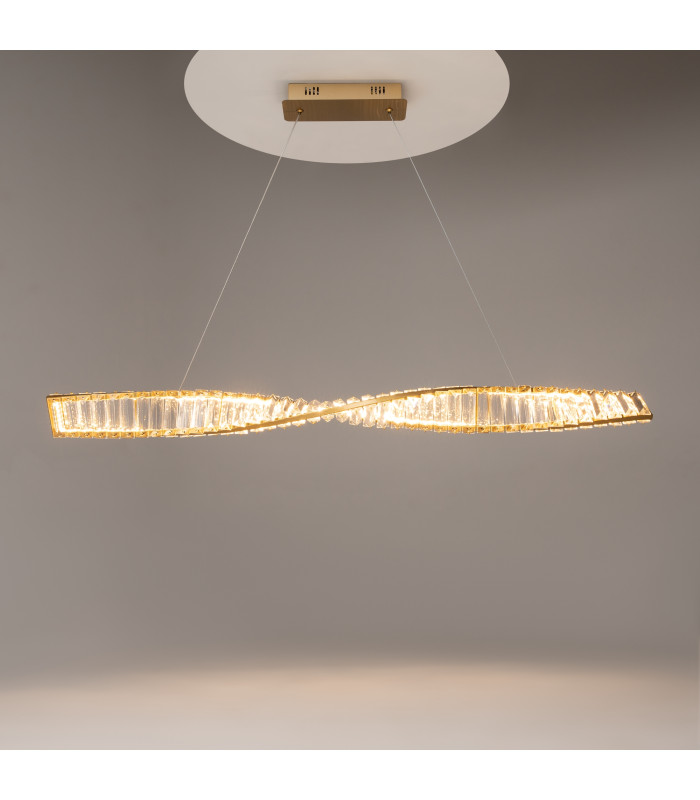 Krone Modern 100cm Bar Pendant Ceiling Light Brass 3000K 1900lm Crystal Shade-2