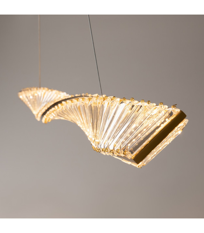 Krone Modern 100cm Bar Pendant Ceiling Light Brass 3000K 1900lm Crystal Shade-5