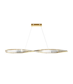 Krone Modern 120cm Bar Pendant Ceiling Light Brass 3000K 2600lm Crystal Shade-1